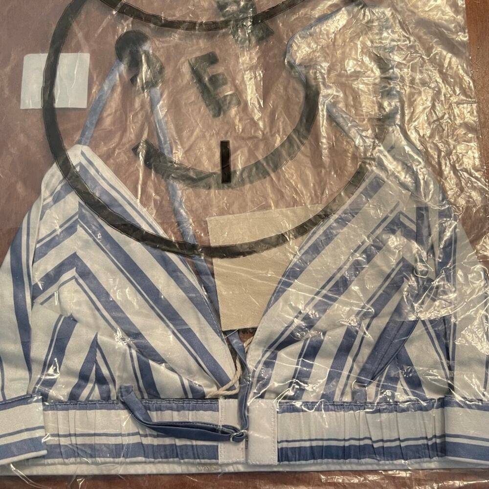 Ser.O.YA Iris Silk Bralette in Blue and White Stripe Size Medium NWT - Picture 5 of 5